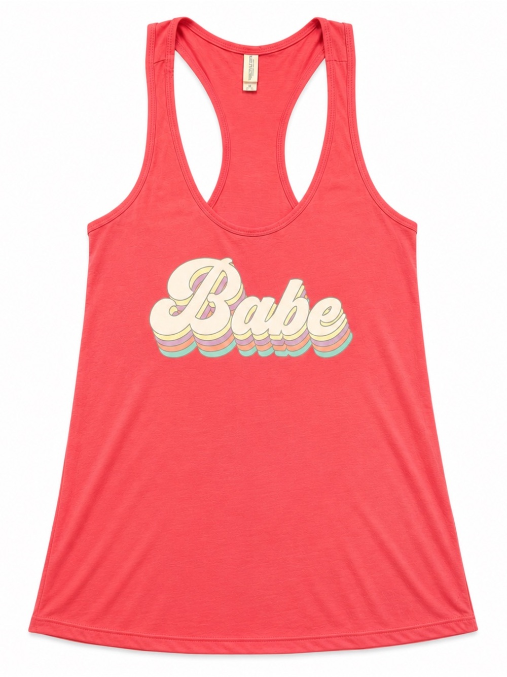 Babe Graphic Racerback Tank - Coral Pink